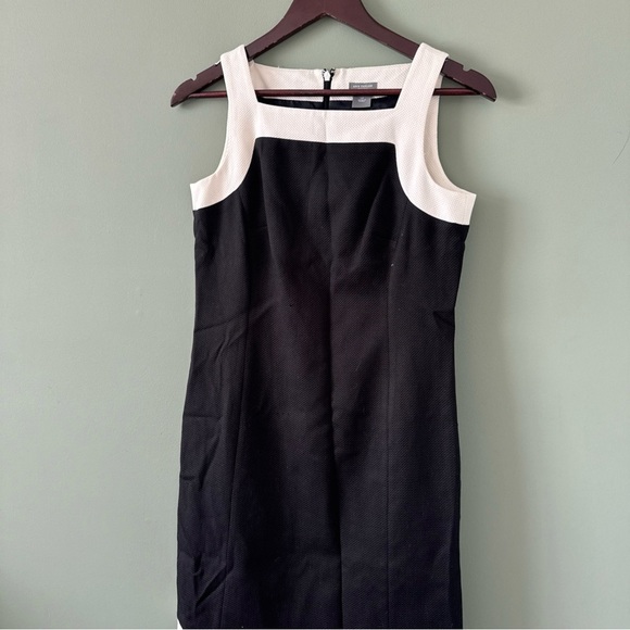 Ann Taylor Petites Silk Cotton Blend Black White Sleeveless Sheath Dress 2P - Picture 2 of 11